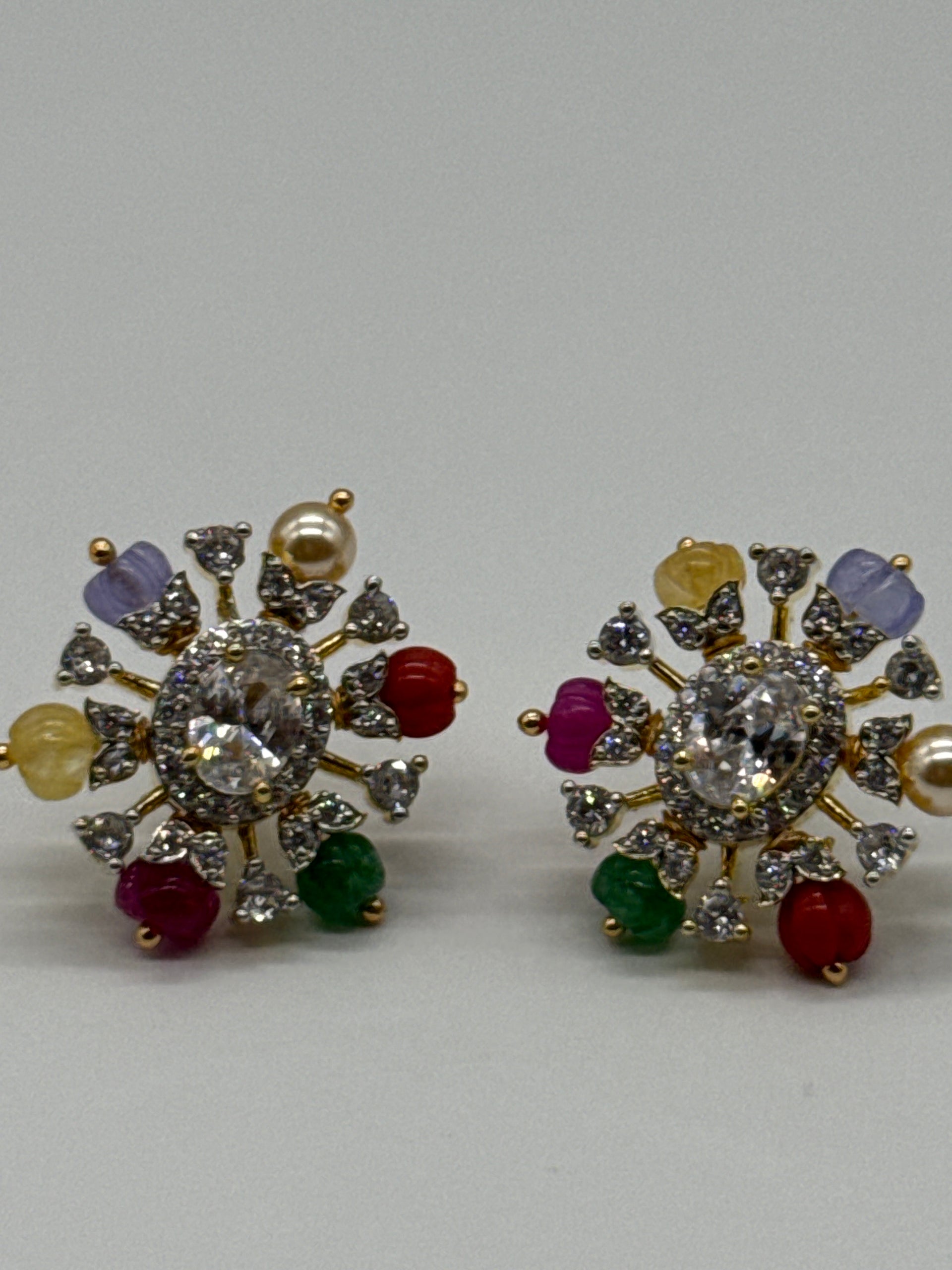 Navratan beads studs