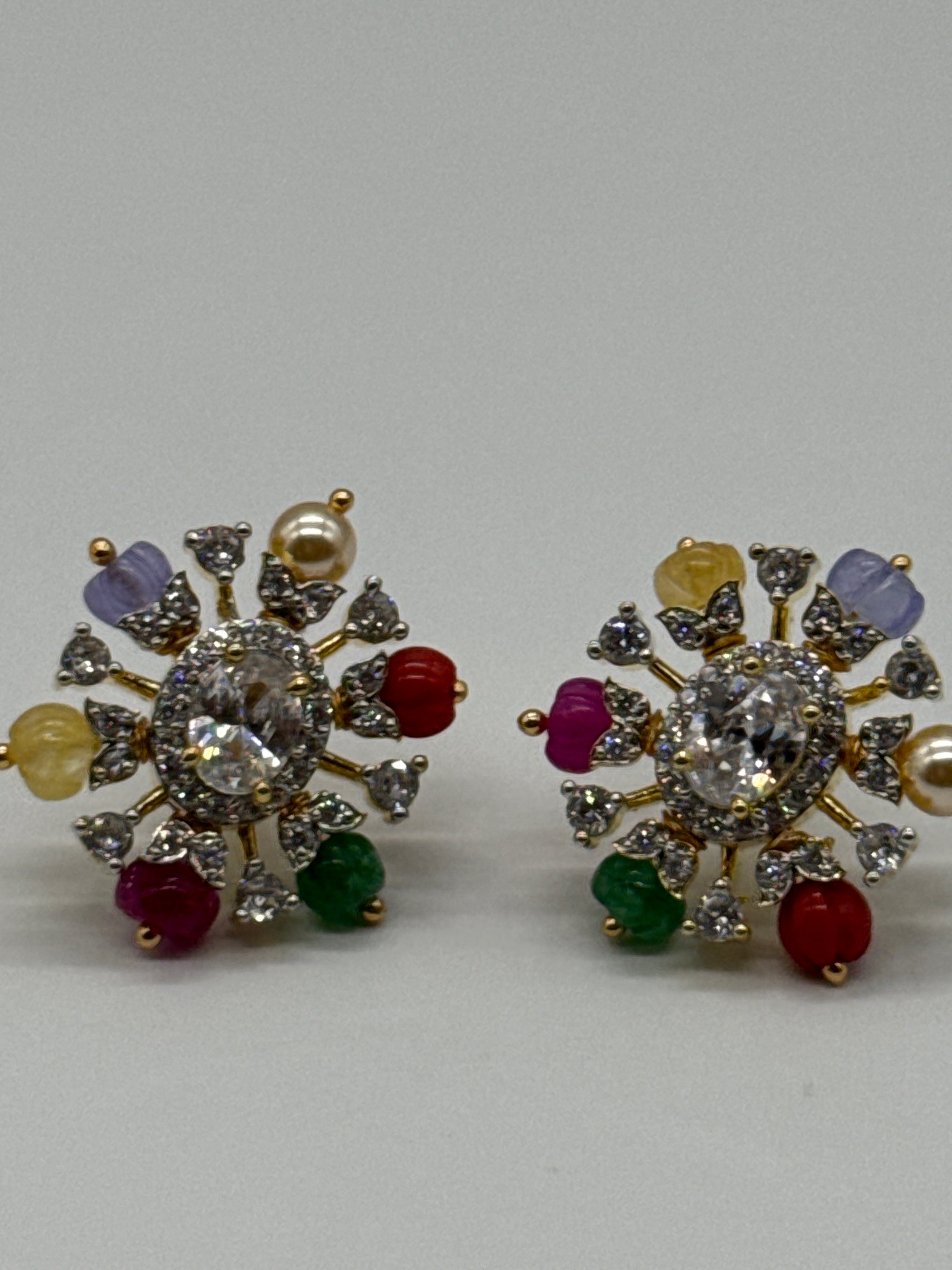 Navratan beads studs