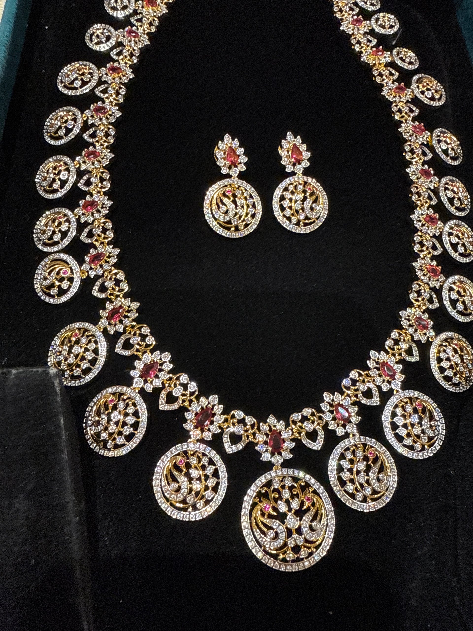 Diamond ruby  bottu Mala long