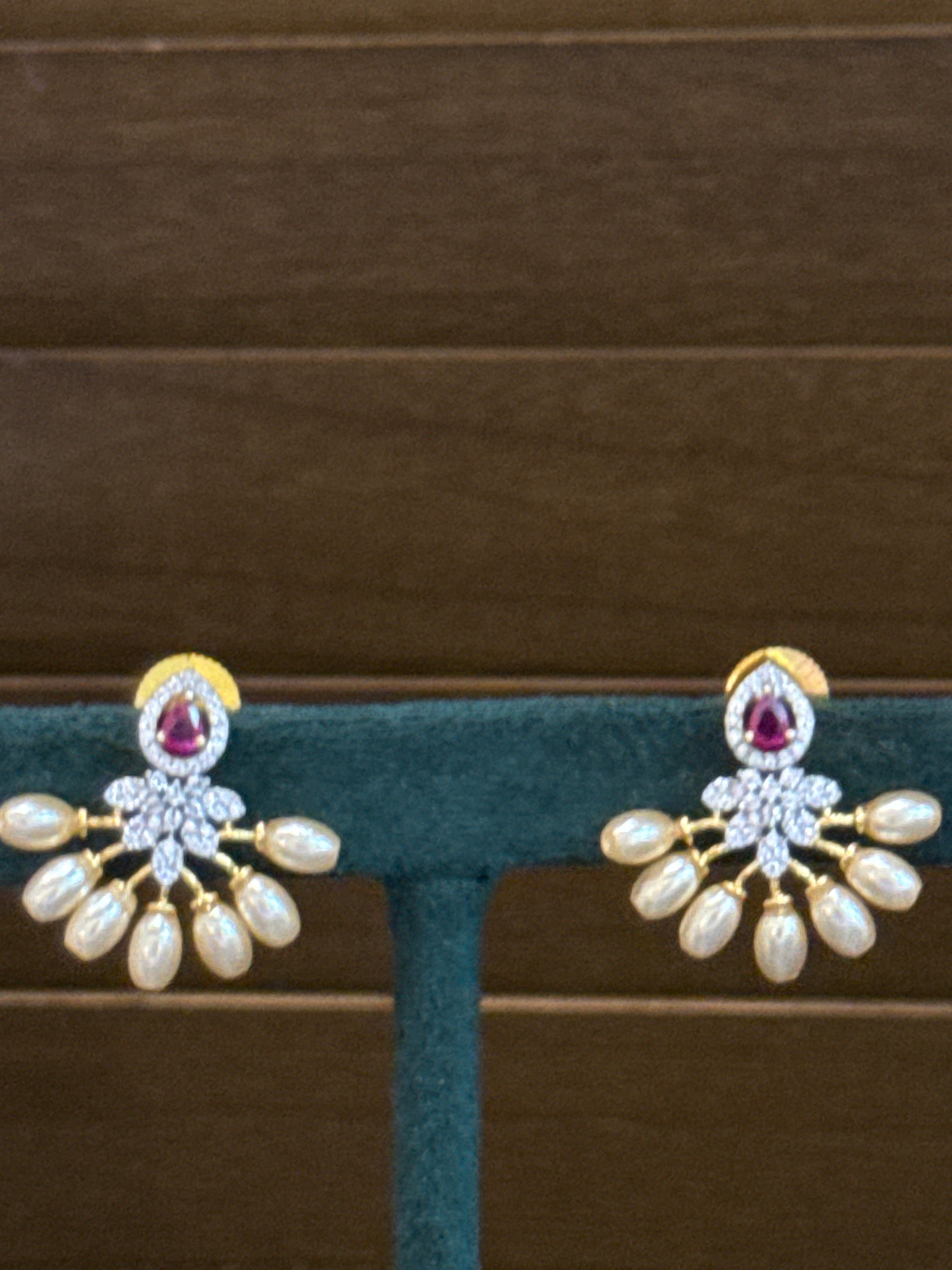 Ruby pearls studs