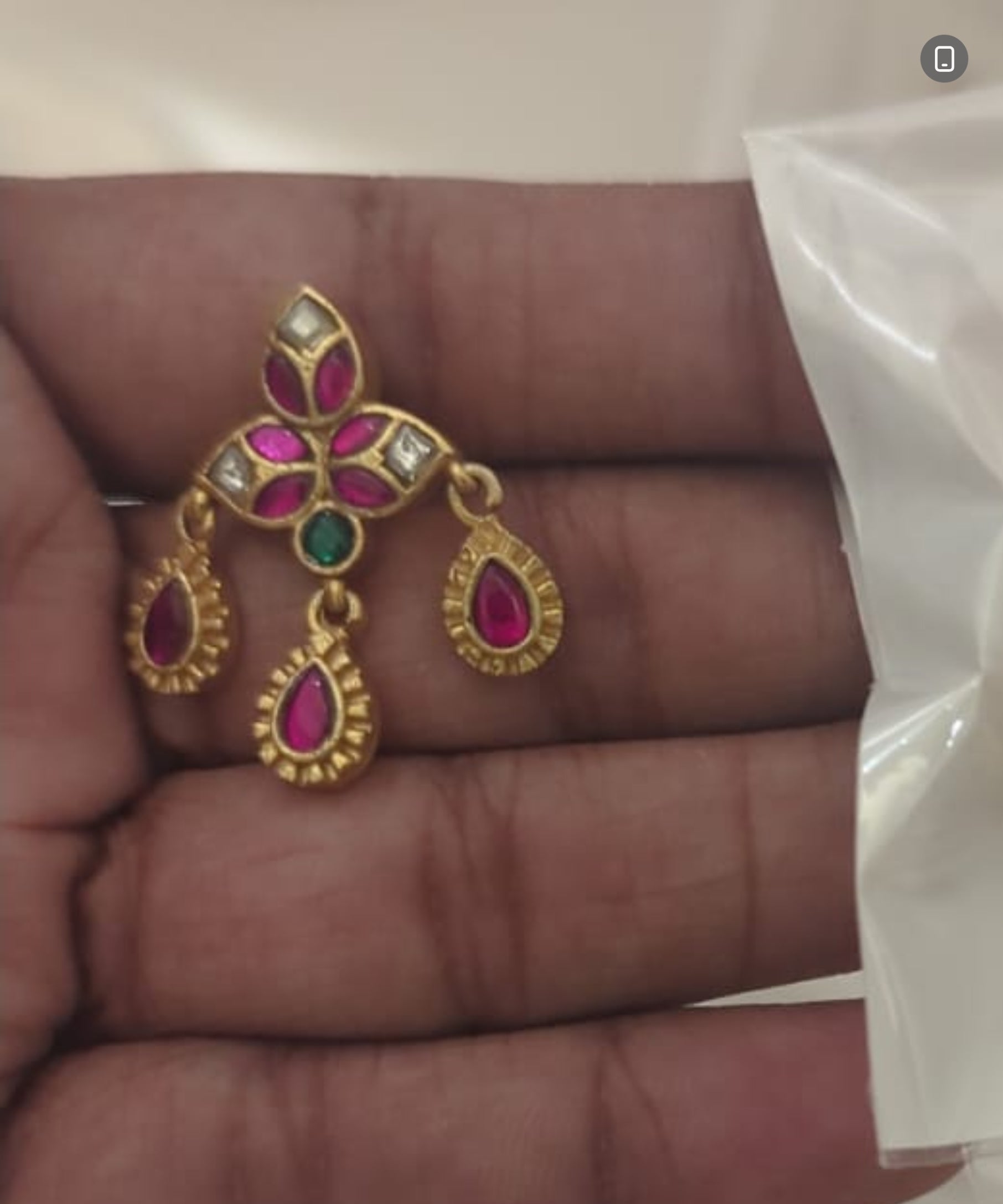 Jadau kundan 3 drop earrings